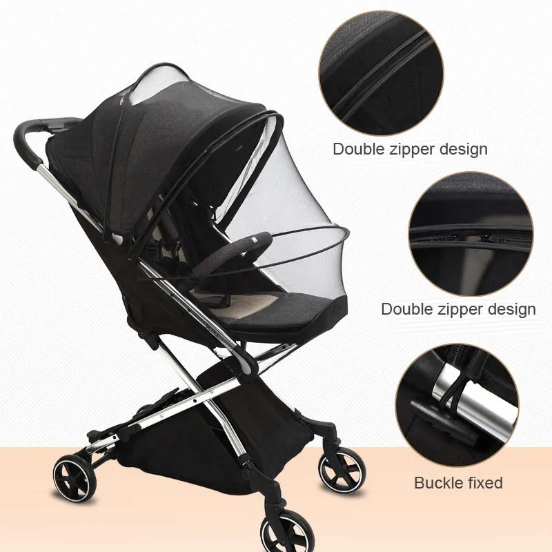 Mosquito Net Zipper type fly protection accessories children's crib summer mesh carriage full cover baby stroller trolley baby trend jogging stroller accessories