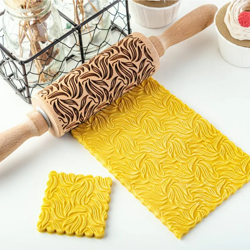 Leaf Rolling Pins With Pattern Fondant Leaves Cookie Embossed Rolling