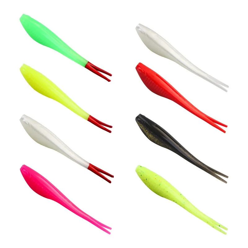 Floating TPR Soft Bait 8cm 12cm V-shape Split Tail Swimbait Worm Artificial Silicone Rock Shiner Fishing Lures Ned Fishing