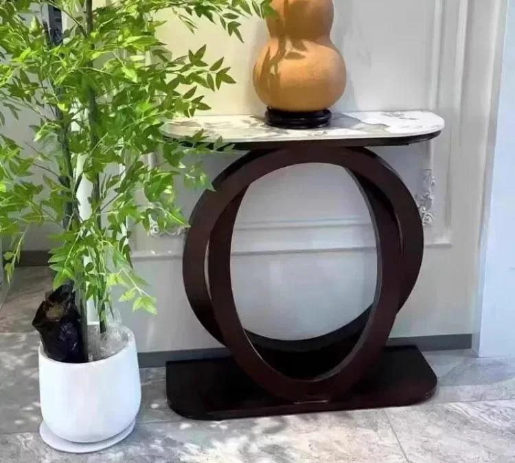 Description Picture 4 of itemLuxurious Slate Console Tables Italian Semicircular Iron Entrance Cabinet Table Home Furniture Creative Corridor End View Desk T