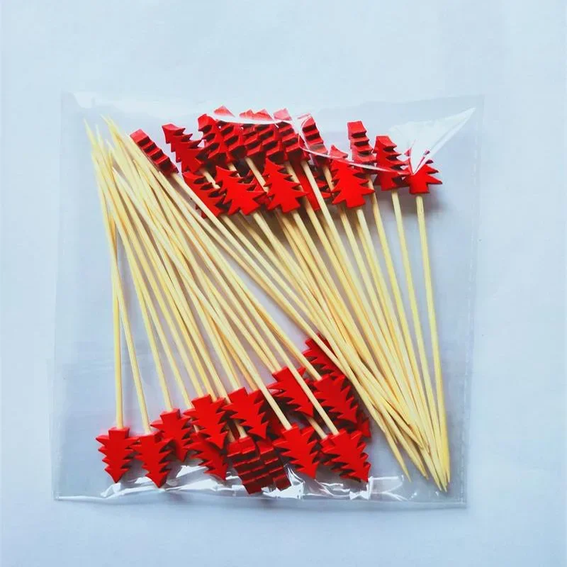 Description Picture 6 of item50/100Pcs Christmas Bamboo Skewer Cocktail Picks Cupcake Topper Disposable Food Dessert Toothpicks Fruit Sticks Party Supplies