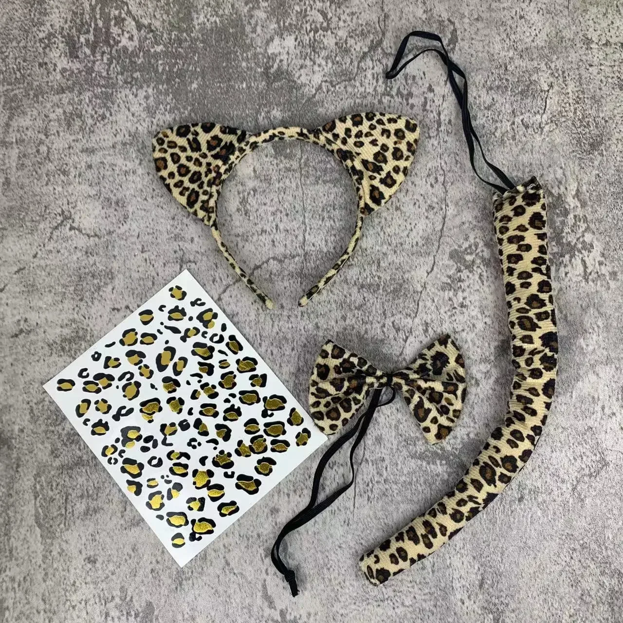 Sexy Leopard Ear Headband Costume Set Role Playing Accessories Makeup Party Ball Masks Stickers Tail Accessories Festival