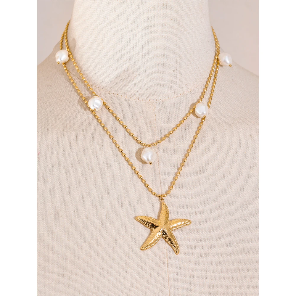 Yhpup Necklace Double Layer Waterproof for Women