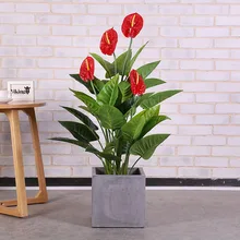 

100cm Large Artificial Potted Plants Faux Anthurium Palnt Fake Calla Lily Bush Palm Plants for Indoor Outdoor Home Office Decor