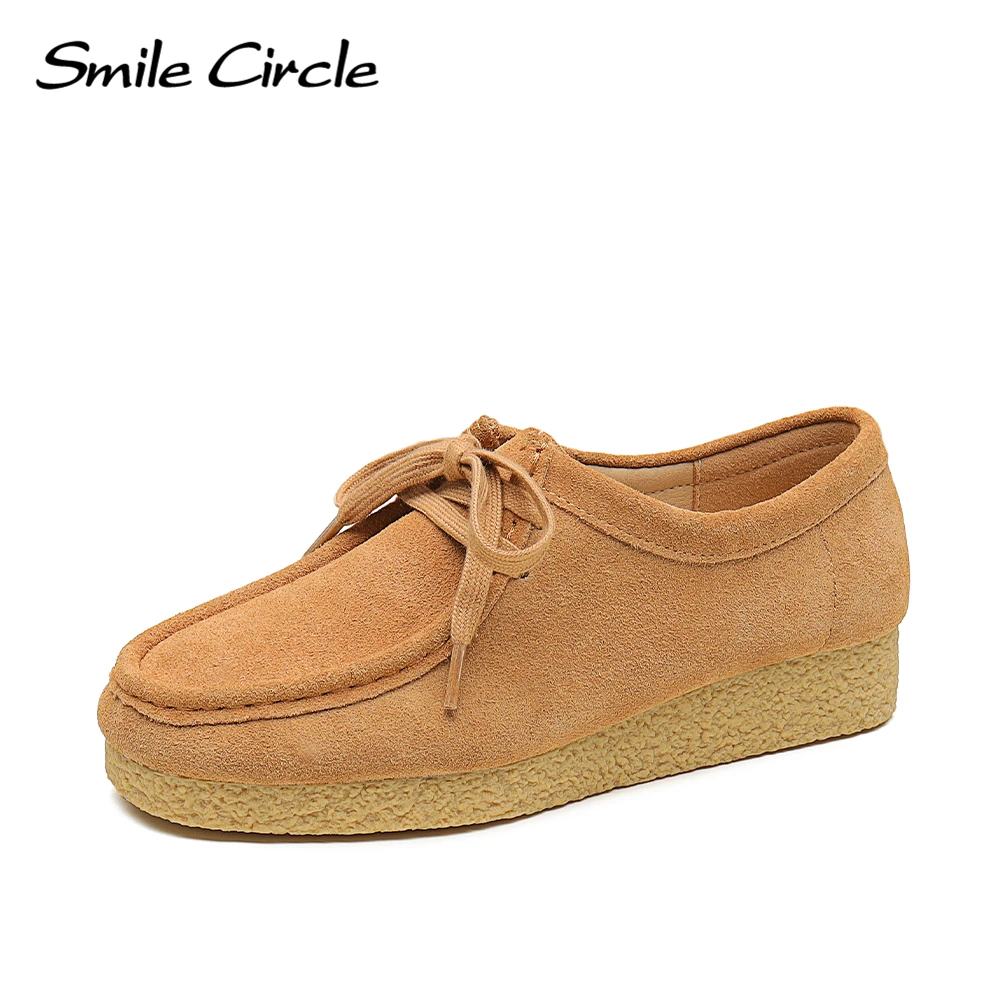 Smile Circle Wallabee Scarpe Basse In Pelle Scamosciata Scarpe Derby Stringate Da Donna Autunno Casual Oxfords