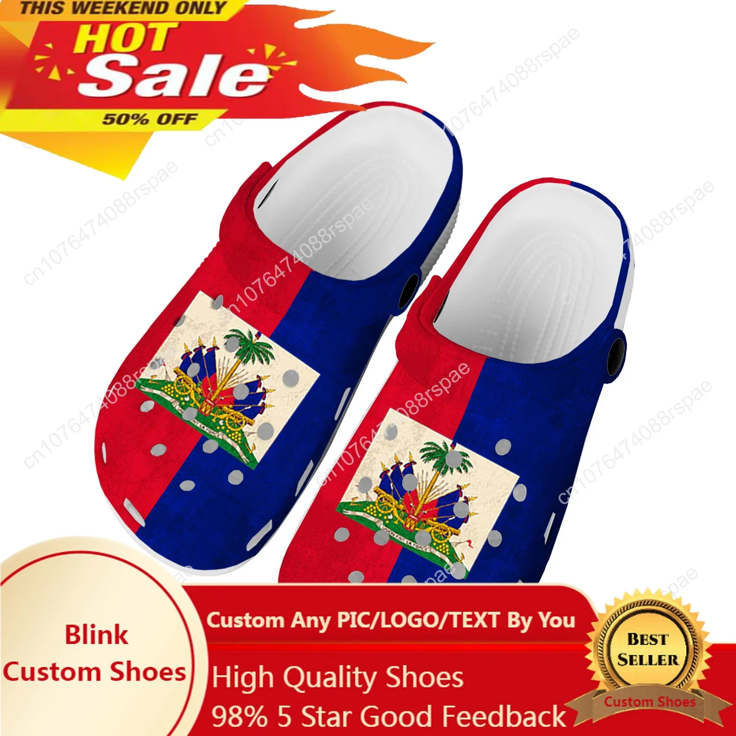 

Haitian Flag Home Clogs Custom Water Shoes Mens Womens Teenager Haiti Shoe Garden Clog Breathable Beach Hole Slippers