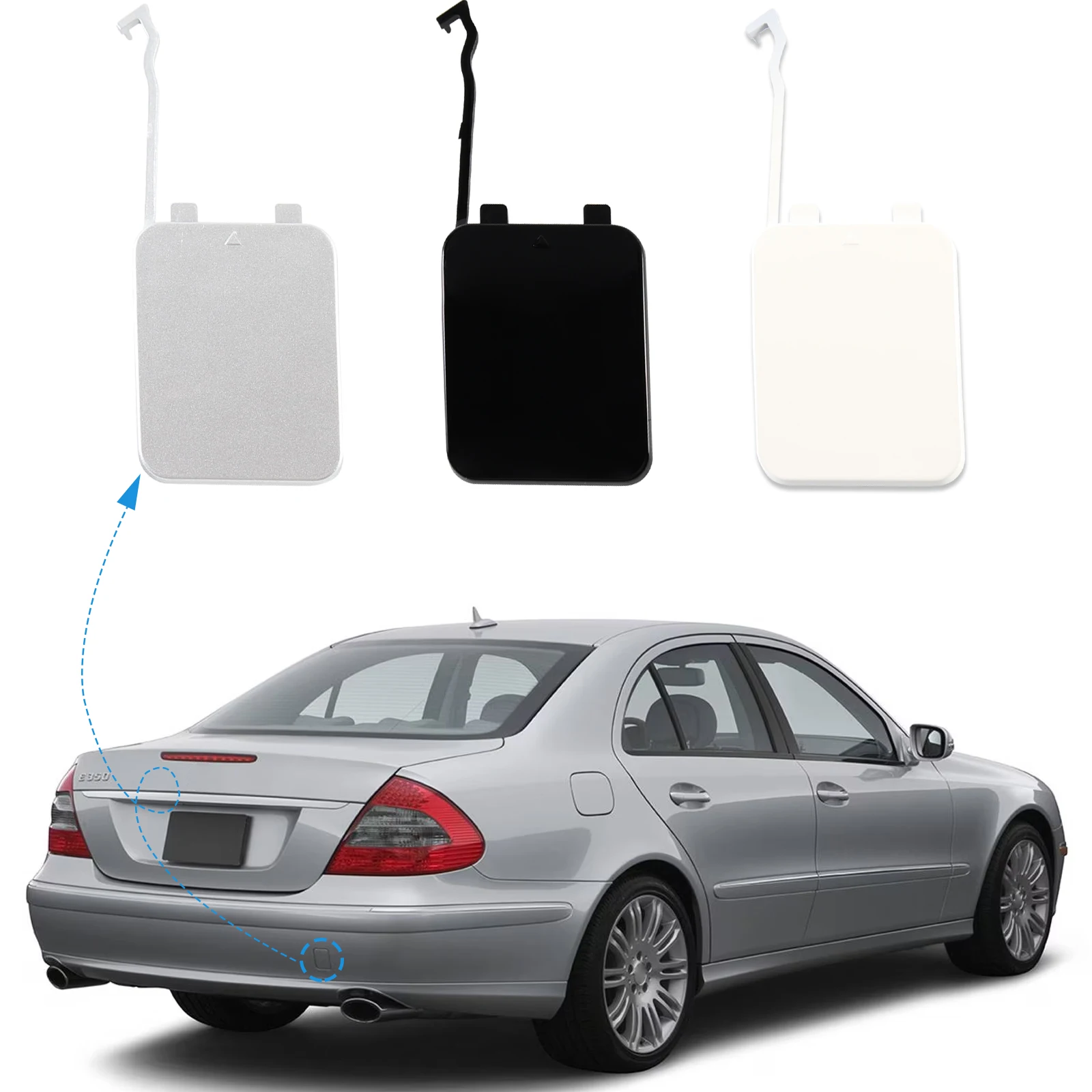 thumbnail image 2 of Rear Bumper Tow Hook Cover For Mercedes R-Class R350 2011-2012 - ABS Plastic Replacement Cap (White Passenger Side) 2 of 9