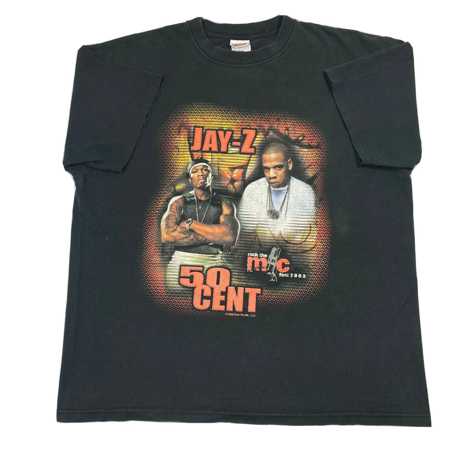 Rock The Mic Fest Jay Z 50cent rap t-shirt 2003 Size Large