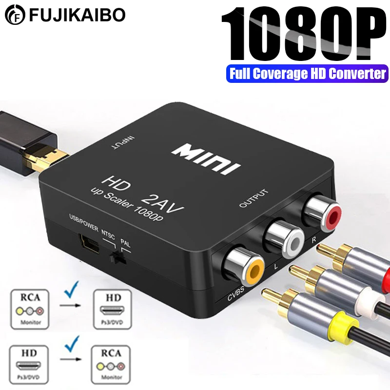Hd 1080P Rca Av Naar Hdmi Compatibel Composiet Adapter Converter AV2HDMI Audio Video Kabel Hdmi