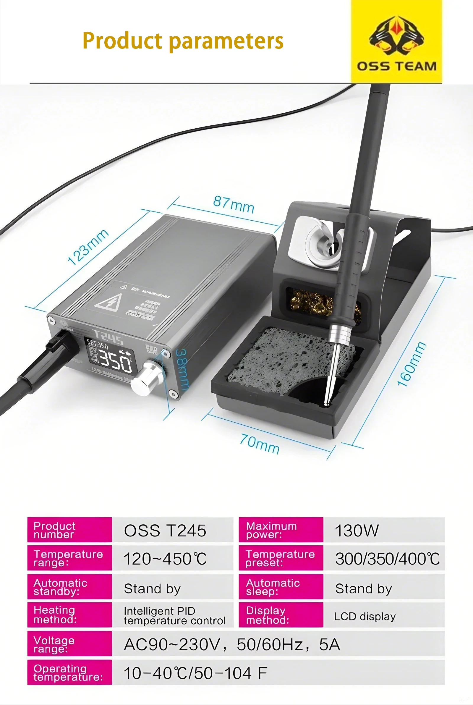 OSS T245 Solder Station 130W intelligence Digital display Constant temperature 3
