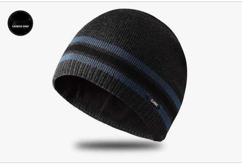 Neue Herren-Strickmütze aus Samt mit Eisenetikett, gerader Rand, Strickmütze ohne Krempe, schlicht gewebte Kuppelmütze, Kapuzen-Skimütze_voghion.com