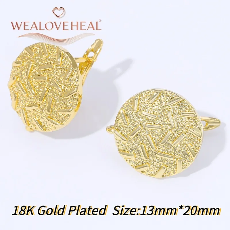 Modischer Ohrhaken aus 18 Karat vergoldetem Messing mit kreisförmiger Textur, hochwertige Creolen-Ohrringhakenverschlüsse, DIY-Ohrringzubehör – Detail 23
