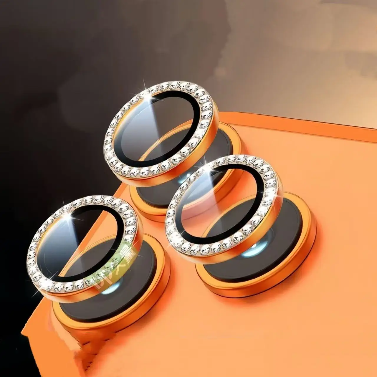 Purple Orange Diamond Camera Lens Protector - Stylish Glass Accessory