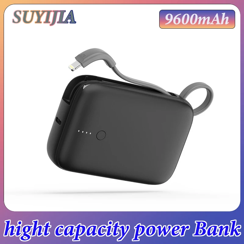 

9600mAh PD20W Power Bank Fast Charging Small Portable Self-contained Cable Charging Treasure for Mobile Phone Tablet Earphone