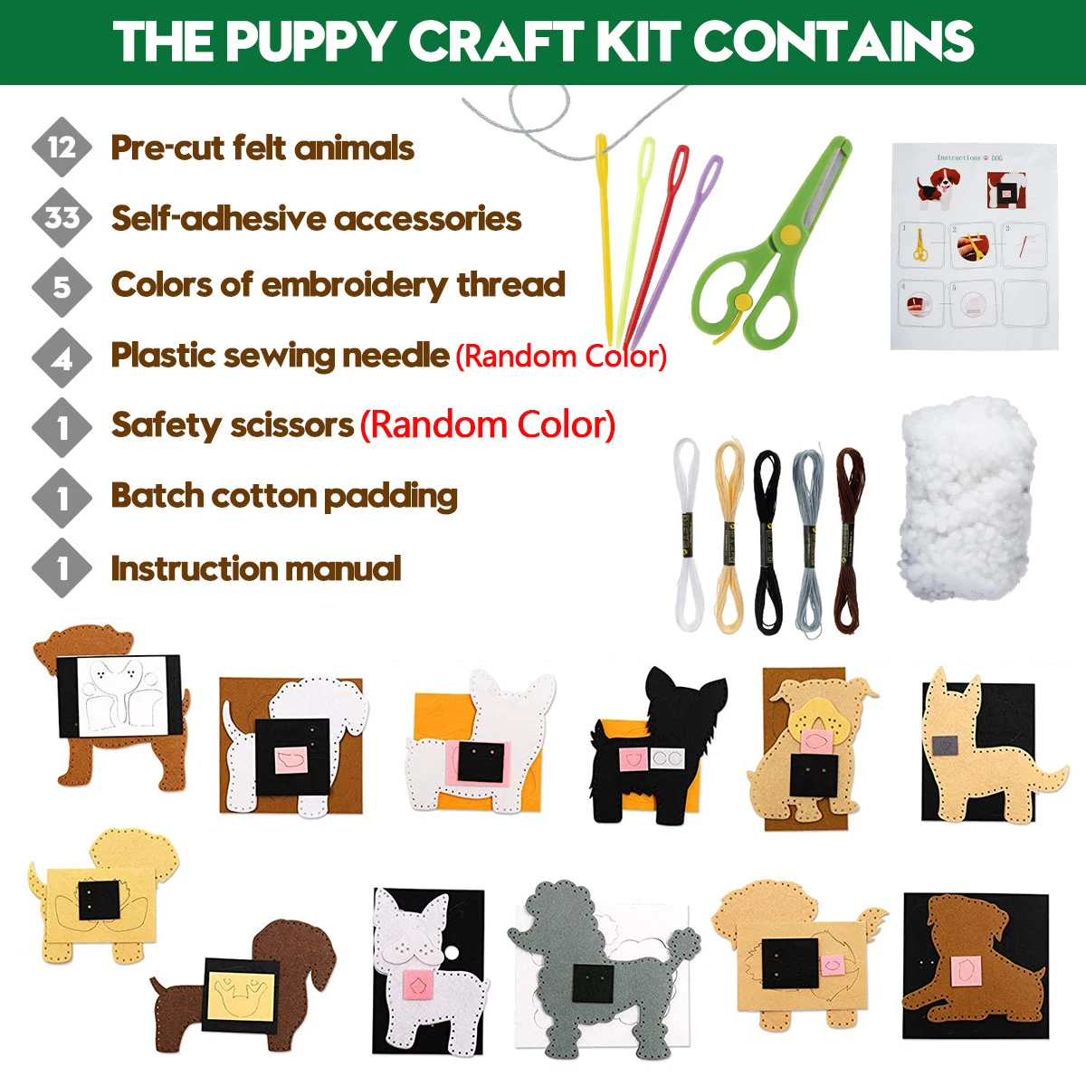 DIY Sewing Craft Kit for Kids - Forest Creatures Felt Plush Art Set, Perfect for Beginners and Christmas Gifts