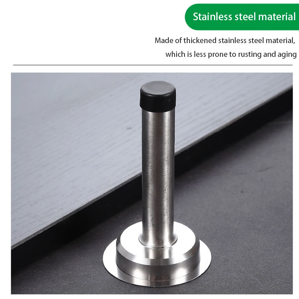 Stainless Steel Stop Doors From Slamming With Easy-to-Install Door Stop Space Saving Portable Self Adhesive Door 8.5 cm