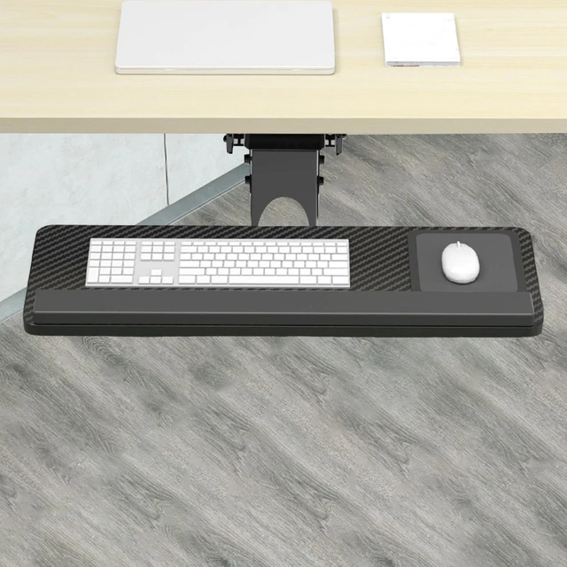 Soporte ergonómico giratorio extraíble para debajo del escritorio, bandeja  para teclado de PC con alfombrilla de ratón, altura ajustable, inclinación  de 360 grados - AliExpress