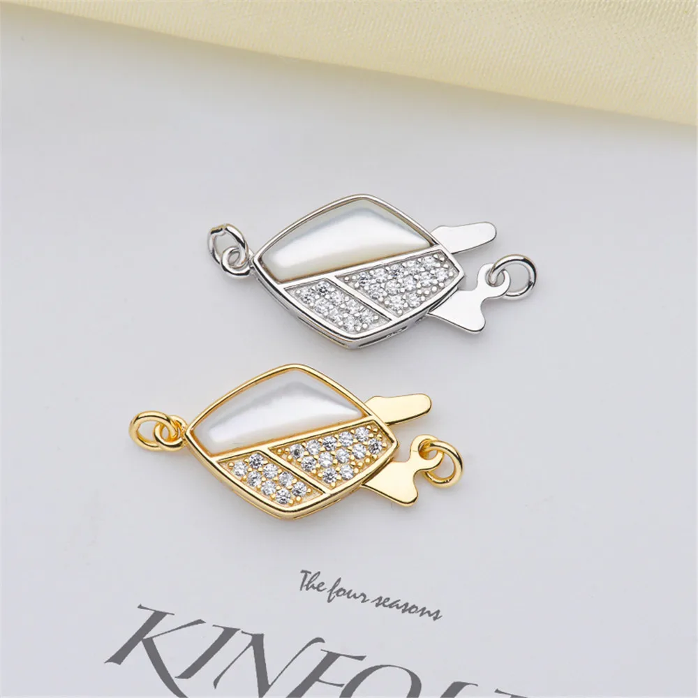 

S925 Sterling silver Pearl necklace ending buckle multi hanging flower shaped connection buckle diy first accessories