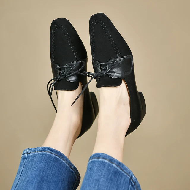 British Lace Up Loafers Shoes for Women Fashion Brogue Shoe Casual 3CM Low Heel Oxfords Ladies Comfortable Chaussures Female 33 2