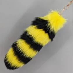 Luxurious Natural Fox Fur Tail Keychain - Chic Y2K Fashion Accessory, 40 cm (Color 43  (38cm))