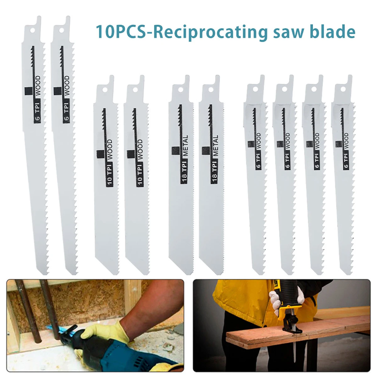 10Pcs Reciprocating Saw Blades Saber Saw Handsaw Multi Blade For Wood Metal Plastic Cutting For Bosch/Makita/Dewalt DIY Tool reciprocating saw blades