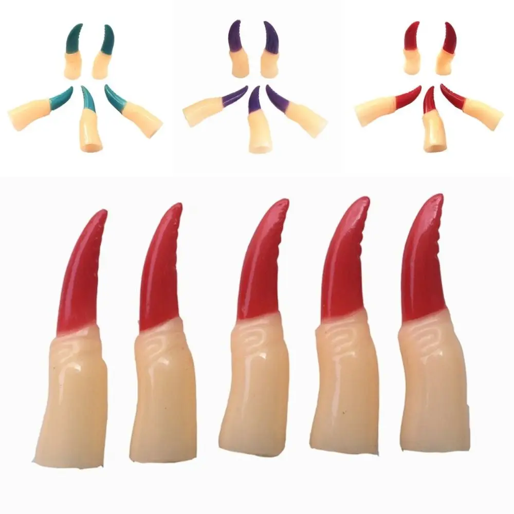 5PCS/set Fake Fingers Zombie Witch Fake Fingers Costume props Scary Colorful Halloween Finger Covers Black/ Red Festival Toys halloween articulated fingers 3d printed articulated finger extensions cosplay props horror ghost claw props movable finger