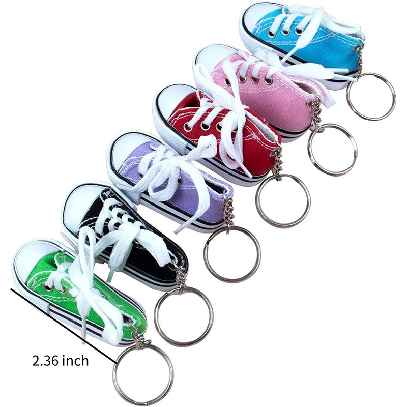 48Pcs Mini Canvas Sneaker Keychain Tennis Shoes Keychain Sport Sneaker Keyrings for Bag