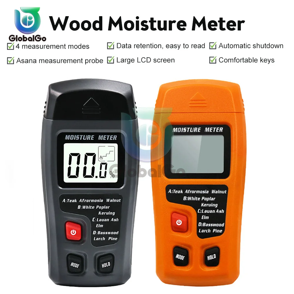 MT-10 Wood Moisture Meter Wood Humidity Tester LCD Displays Hygrometer Timber Damp Detector Resistance Measurement Tree Density wood moisture meter