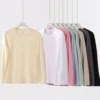 Women's T-shirt Long Sleeve O-neck Cotton Tshirt Harajuku Solid White Streetwear Korean Shirt Spring Autumn Shirt Tops Tees 2025