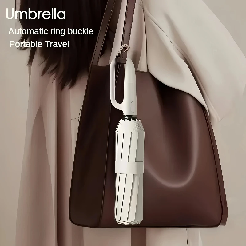 Stylish UV Protection Compact Folding Umbrella with Loop Buckle