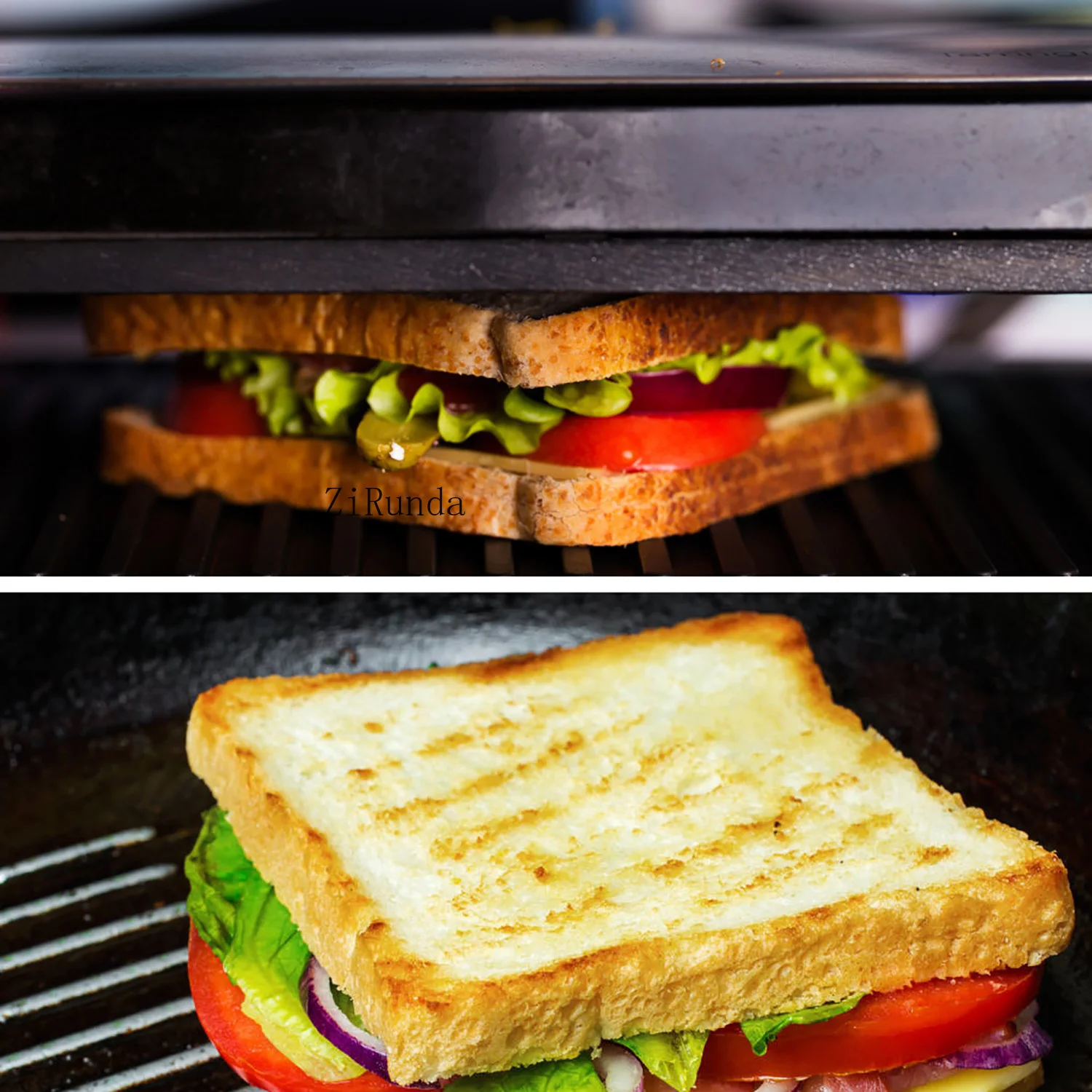 r-sandwichera 750W electric sandwich maker, waffle making machine, non-stick foam pan, kitchen appliances for 5