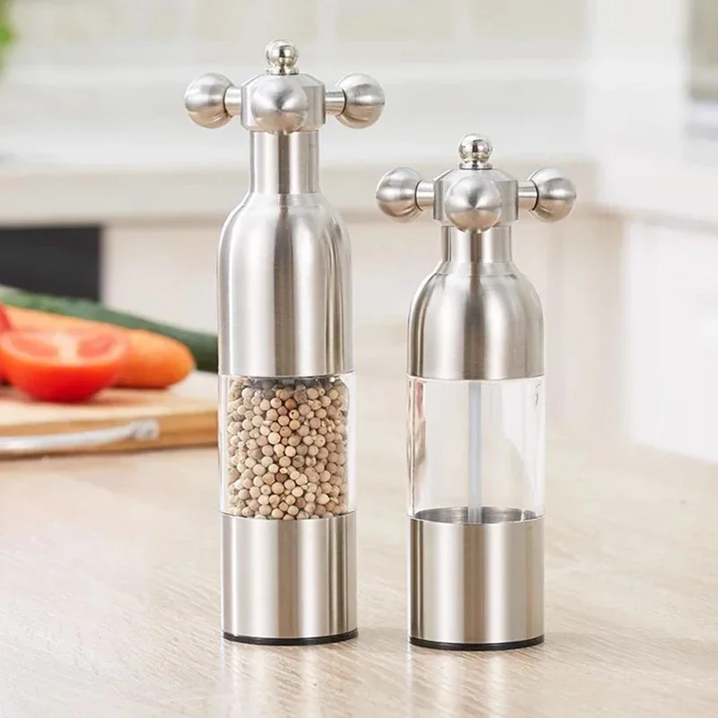 Manual Pepper Grinder Hand Driven Sea Salt Mill Stainless Steel Ceramic Spice Sauce Grinding Bottle BBQ Accessories salt and pepper grinder