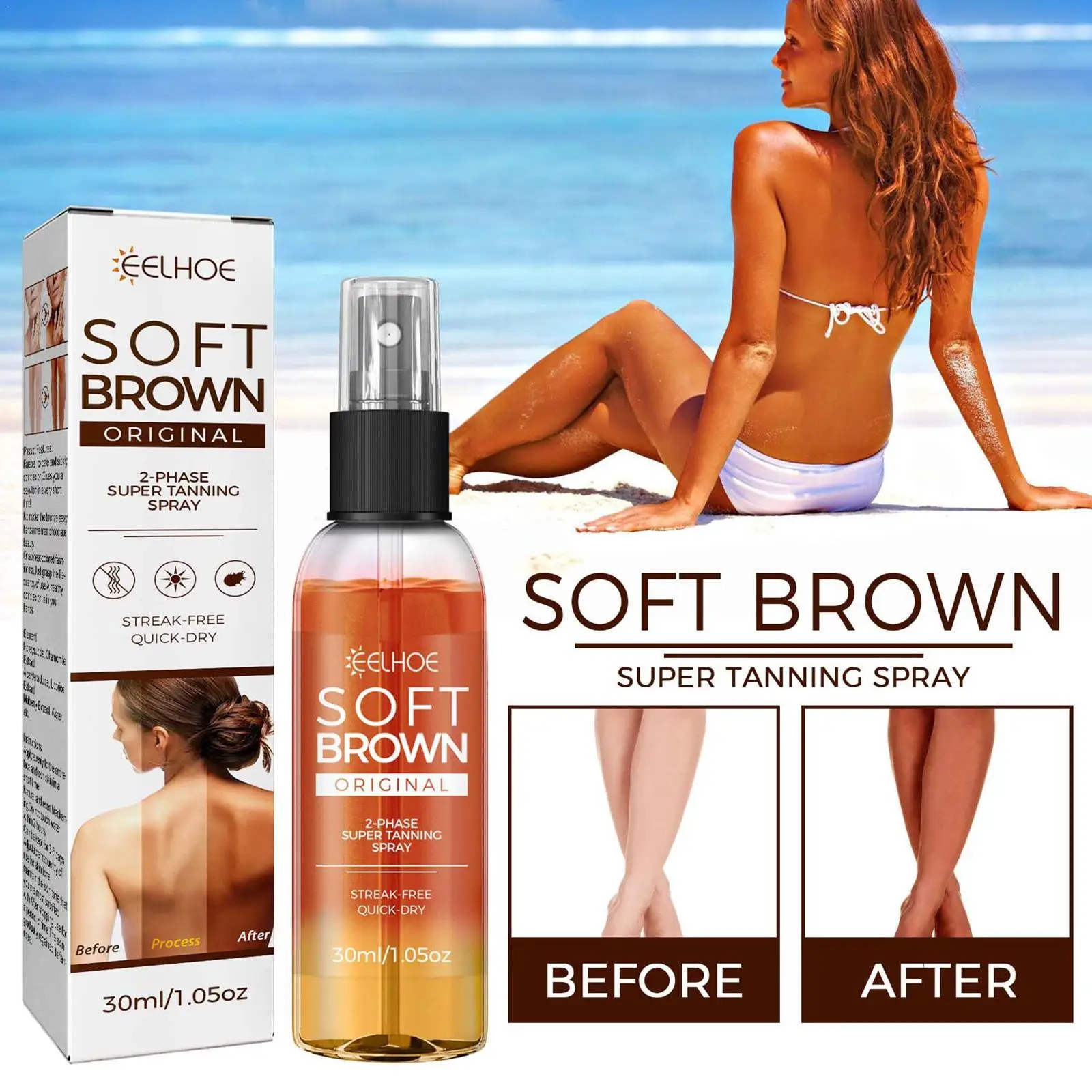 

Body Bronzer Self-Tanning Spray Beach Sexy Solarium Suntan Long Lasting Natural Tan Skin Protection Lotion