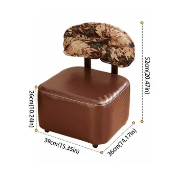 Pouf in Legno di Design Francese con Schienale e Poggiapiedi, Mobile, Piccolo, Creativo, Portatile, Arredamento di Design