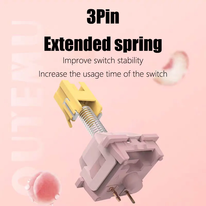 OUTEMU Peach V1 스위치 무음 선형 3Pin 40g 빠른 리바운드 게임 사용자 정의 기계식 키보드 스위치 공장 윤활
