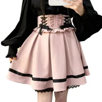 Japanese Gothic Y2k Lolita Skirt Women Elegant Sweet Lace Ruffles Ribbon Bandage Mini Skirts Girls Sexy Cute Punk Party Skirt 1