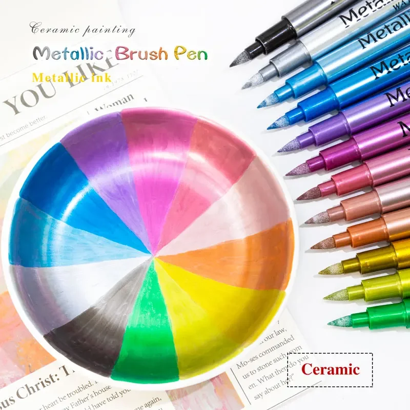 12/24 Colors Metallic Markers Pens colors Paint Pens for Black Paper, Glass,Rock Painting,DIY Scrapbook Album Student stationery 4