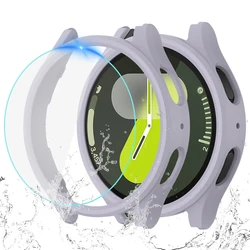 Waterproof PC Matte Protective Case with Tempered Glass for Samsung Galaxy Watch 7 (Purple)