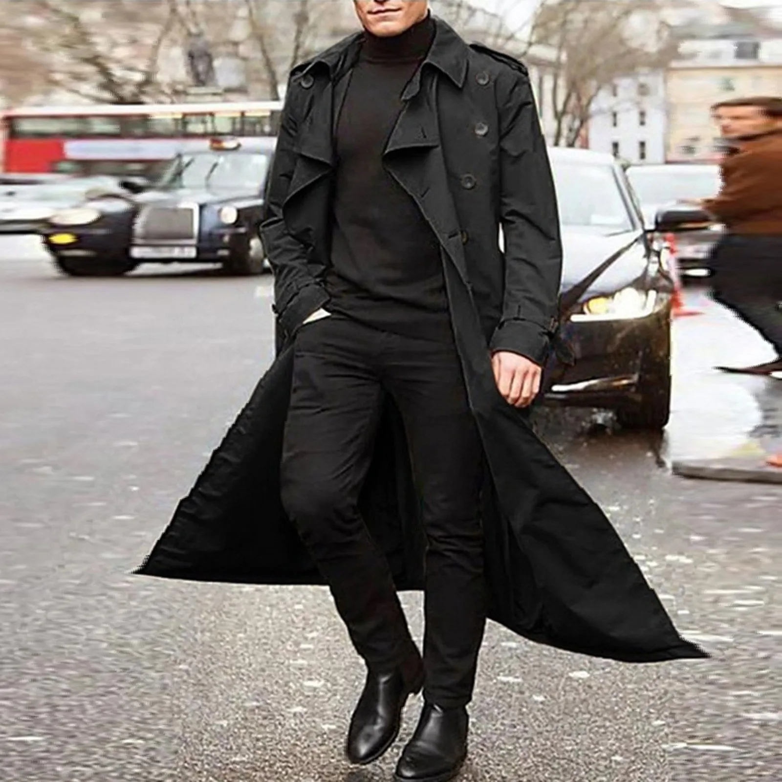 Men's Overcoat Autumn And Winter Fashion Handsome Long Trench Coat ...