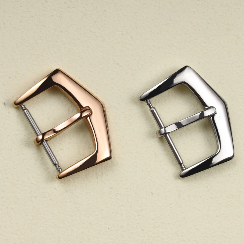 

high quality 16 18 20mm polished silver rose gold stainless steel pin buckle for Patek Philippe tang clasp with logo