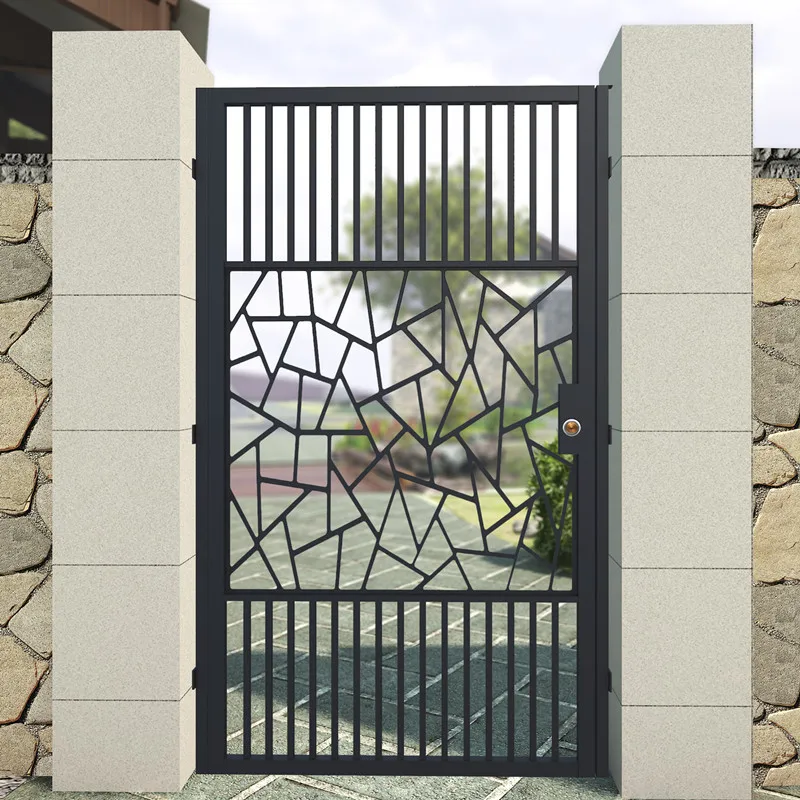 European Mediterranean Factory Customize Size Color Durable heavy-duty wrought Iron Steel garden entry security Courtyard Gate 5