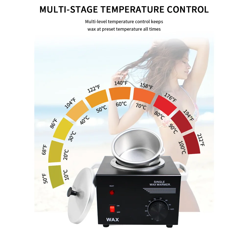 Electric Single Pot Wax Warmer Household Skin SPA Equipment With Adjustable Temperature Set With 50 Pcs Wood Craft Sticks