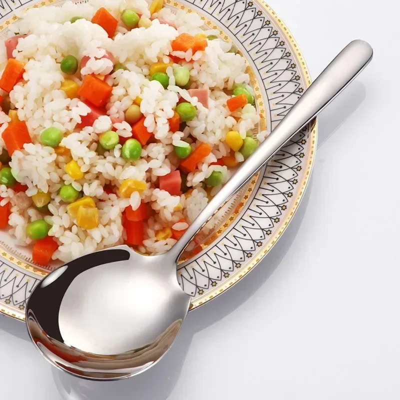 Stainless Steel Long Handle Soup Spoon Silver Tableware