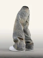 2024 American New Fashion Patch Baggy Casual Jeans For Men And Women Y2K High Street Harajuku High Waist Wide Leg Denim Trousers 1
