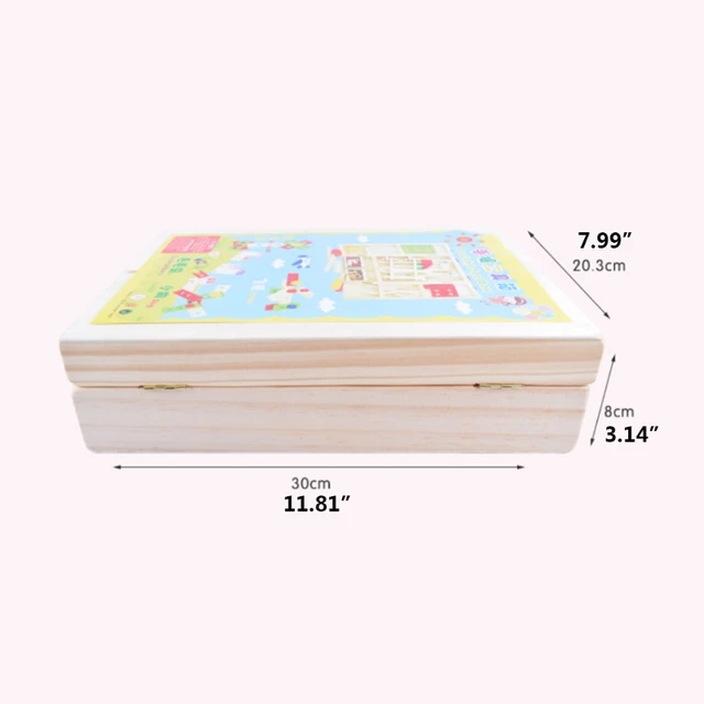 30x20.3x8cm/11.81x7.99x3.14in Tool Kit Children's Brain Game Kinderganten Lovely Dressing Educational Toy Wood Made 6