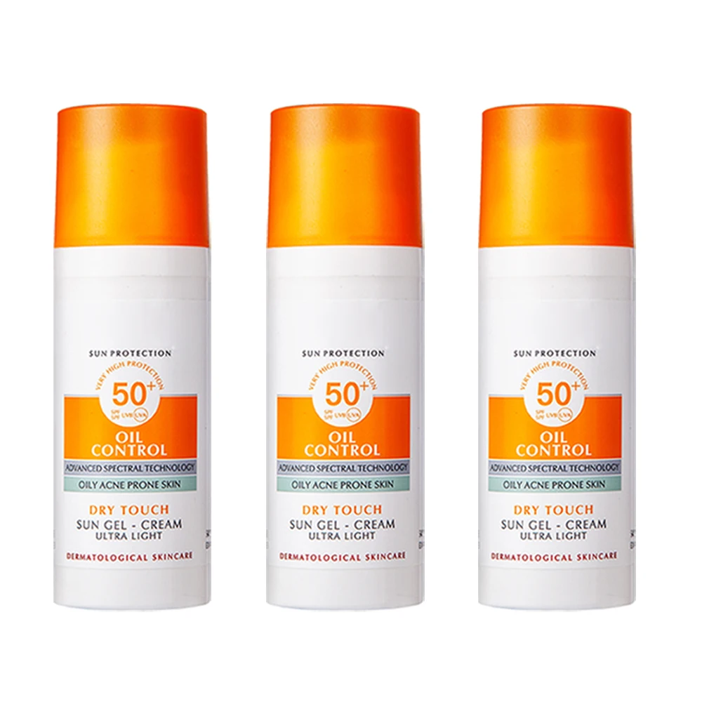 

3Pcs Sunscreen Oil Control Facial Sunscreen Sensitive Skin UV Protection SPF 50+ Waterproof For Oily Acne Prone