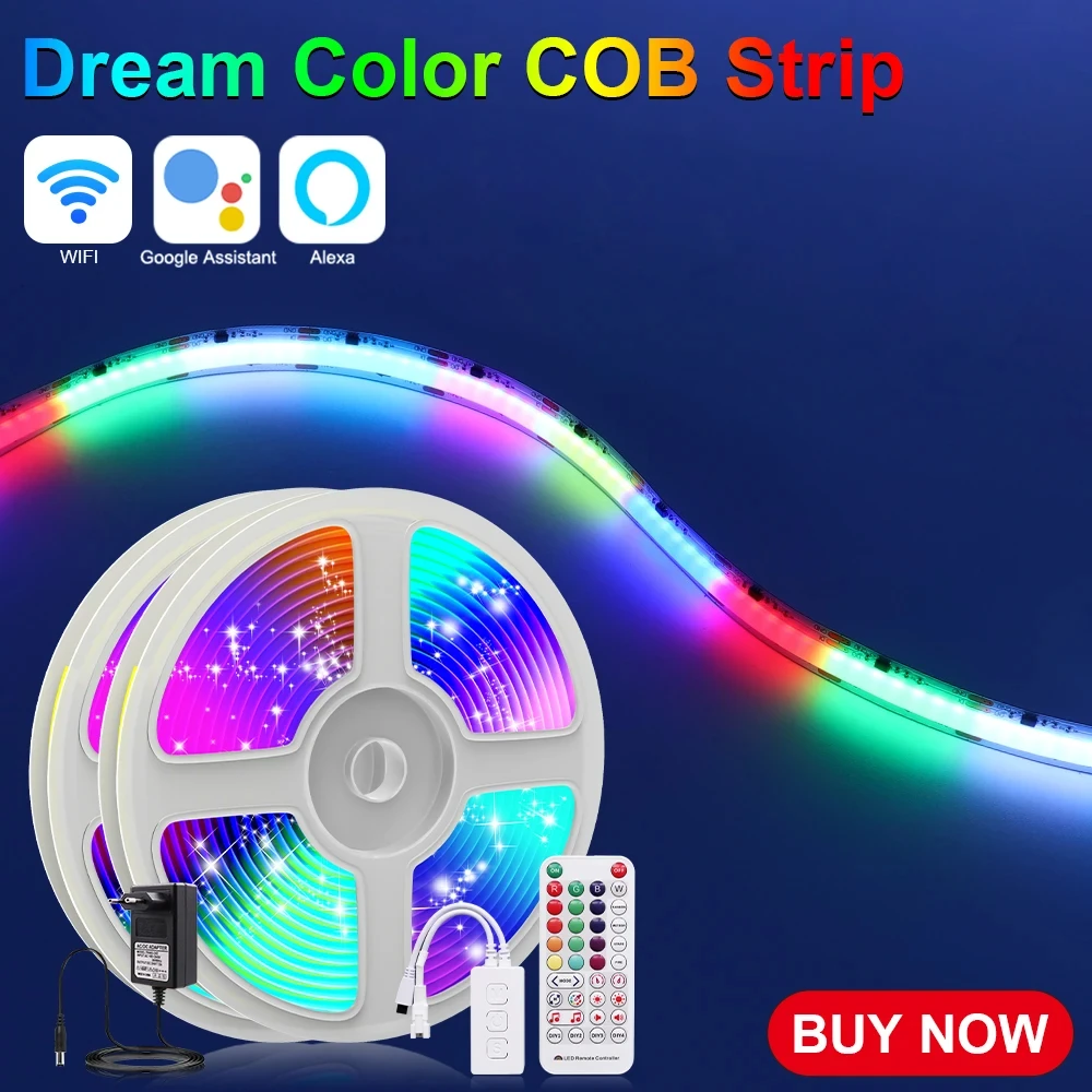 RGBIC COB LED 스트립 라이트, WS2811 픽셀 주소 지정 가능 LE..
