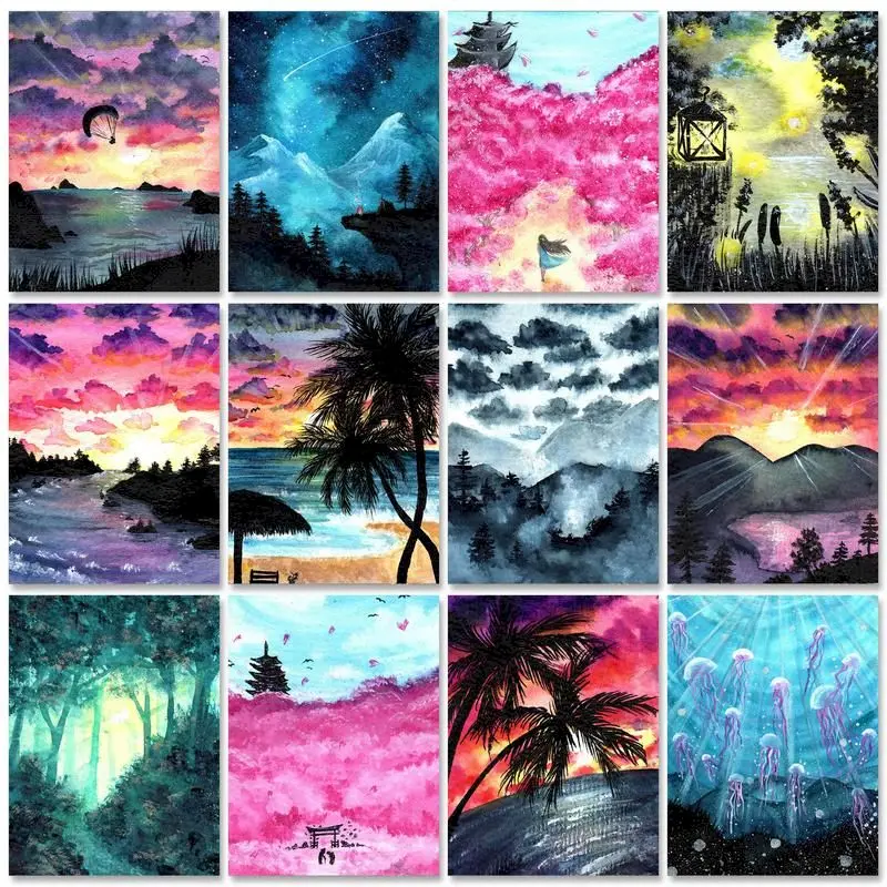 

GATYZTORY Acrylic Diy Painting By Numbers Sunset Beach Seascape Acrylic Paint On Canvas Draw Coloring By Numbers For Diy Gift