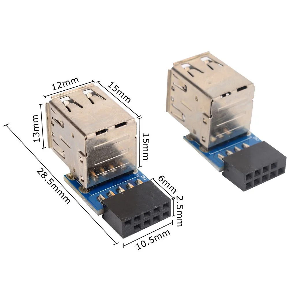USB 2.0 A 타입 암 어댑터 컨버터 PCB 보드 내부 컴퓨터 커넥터, 마더 보드 헤더, 2 포트, 9 핀, 10 핀, 1, 2, 3, 4 개