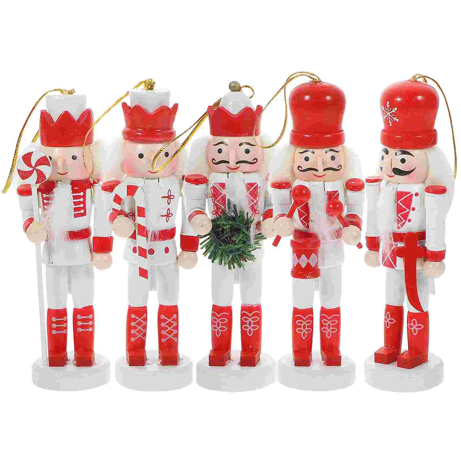

5pcs Nutcracker Hanging Decoration Xmas Tree Nutcracker Soldier Ornament Wood Nutcracker Craft